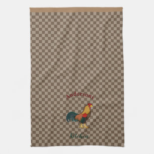 Farmhouse Rooster Gingham Chicken Kitchen Towel