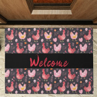 Farmhouse rooster hens black red welcome