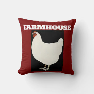 FARMHOUSE ROOSTER red THROW PILLOWS