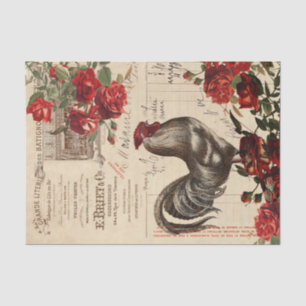 Farmhouse Rooster Roses Decoupage Ephemera Tissu T Tissue Paper