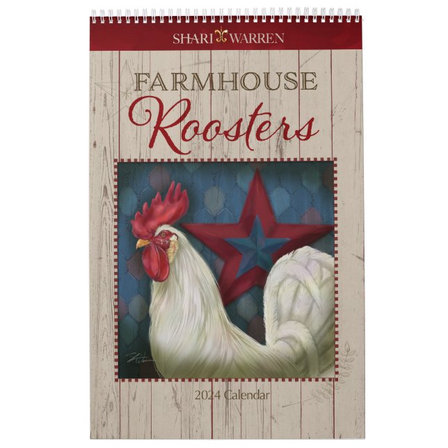 Farmhouse Roosters Calendar 2024 (Cover)