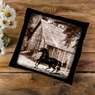 Farmhouse Rustic Barn Horse Cushion
