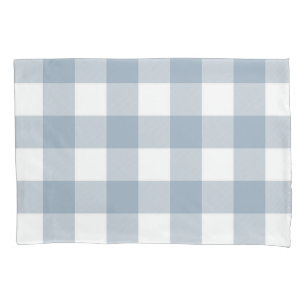 Farmhouse Rustic Blue Grey Buffalo Plaid Square Pillowcase