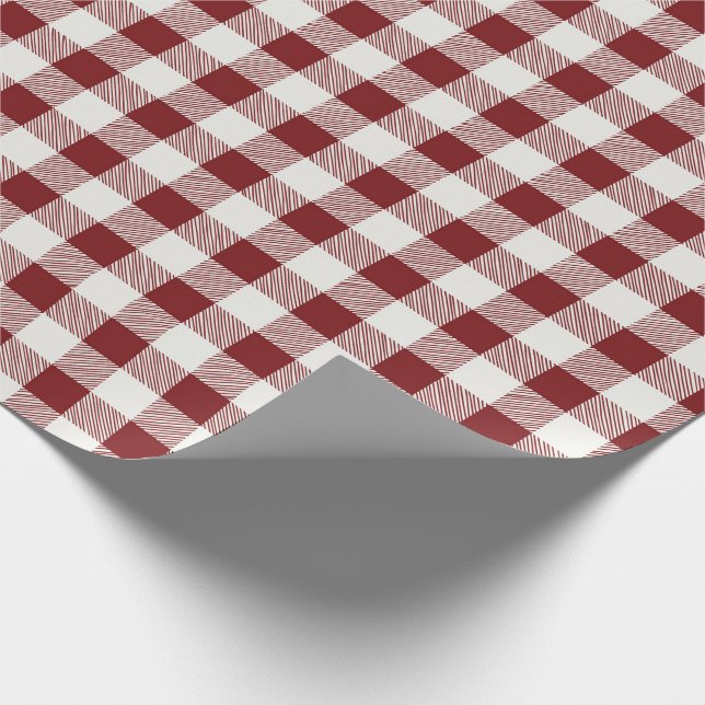 Farmhouse Rustic Burgundy Buffalo Check Wrapping Paper (Corner)