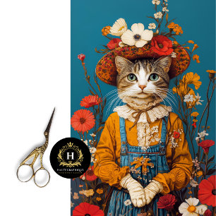 Farmhouse Rustic Cat Decoupage  Tissue Paper