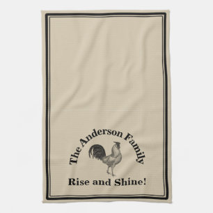 Farmhouse Rustic Chicken Custom Family Tea Towel