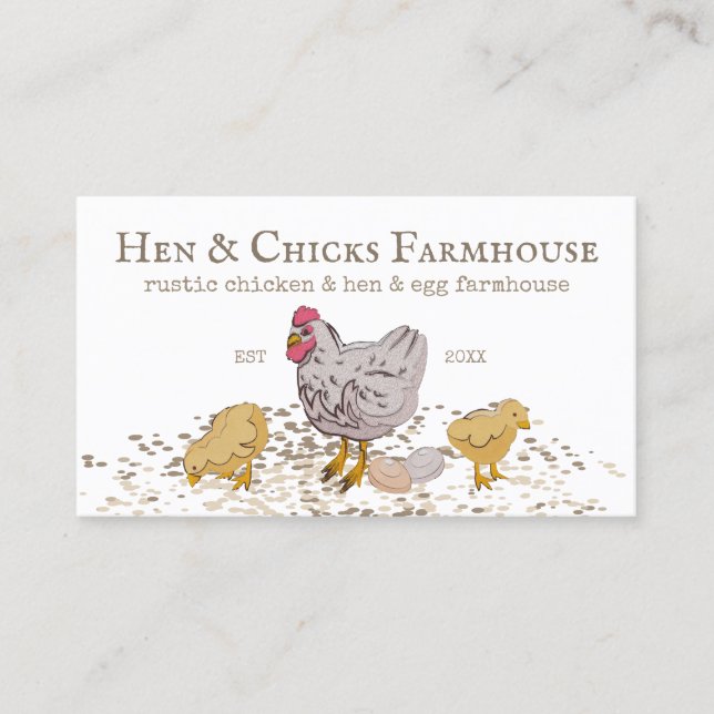 Farmhouse Rustic Chicks Hen Farm Business Card (Front)