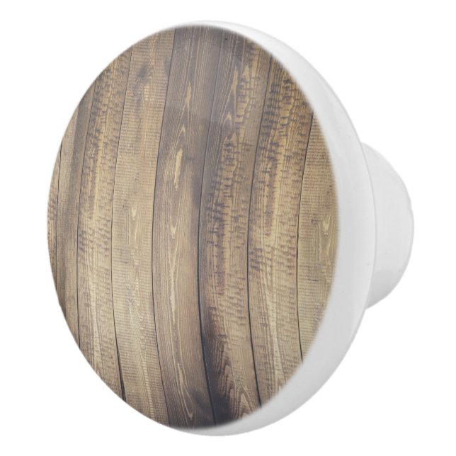 Farmhouse Rustic Country Wood Planks Ceramic Knob (Right)