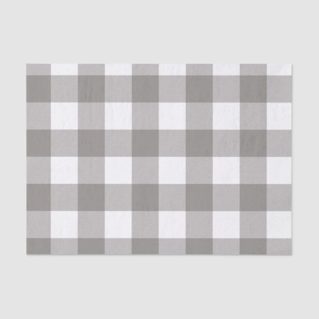 Farmhouse Rustic Grey & White Buffalo Plaid Square Tissue Paper (Front)