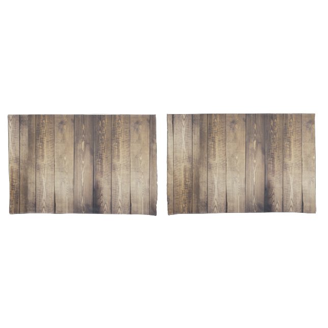 Farmhouse Rustic Light Barn Wood Planks Pillowcase (Front-Set)
