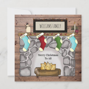 Farmhouse Rustic Primitive Home & Hearth Name Holiday Card