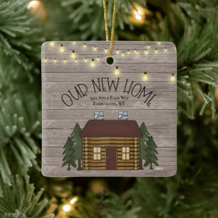 Farmhouse Rustic Primitive New Home Personalised Ceramic Ornament