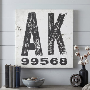 Farmhouse Rustic State Zip Code Alaska Canvas Print