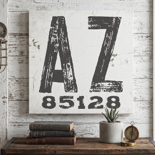 Farmhouse Rustic State Zip Code Arizona Canvas Print
