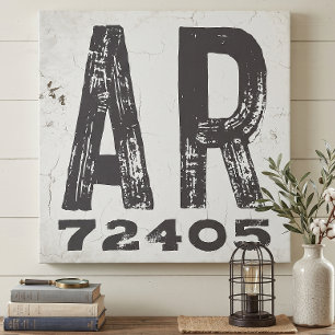 Farmhouse Rustic State Zip Code Arkansas Canvas Print