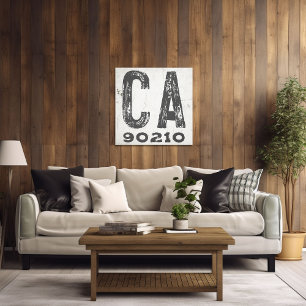 Farmhouse Rustic State Zip Code California Canvas Print