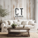 Farmhouse Rustic State Zip Code Connecticut Canvas Print<br><div class="desc">This rustic sign is a simple way to display your love for home. The zip code can be personalised with any zip code in the state. Makes a great gift. Created by Simply Farmhouse Press.</div>