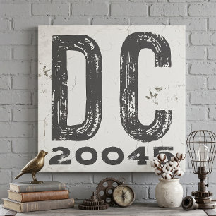 Farmhouse Rustic State Zip Code DC Canvas Print