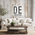 Farmhouse Rustic State Zip Code Delaware Canvas Print<br><div class="desc">This rustic sign is a simple way to display your love for home. The zip code can be personalised with any zip code in the state. Makes a great gift. Created by Simply Farmhouse Press.</div>