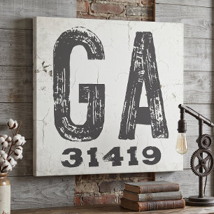 Farmhouse Rustic State Zip Code Georgia Canvas Print