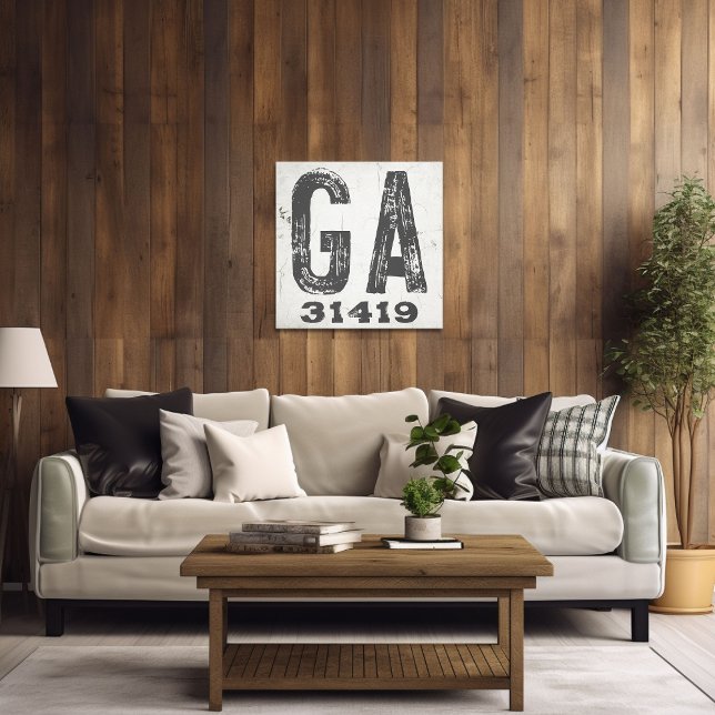 Farmhouse Rustic State Zip Code Georgia Canvas Print (Creator Uploaded)