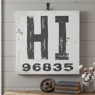 Farmhouse Rustic State Zip Code Hawaii Canvas Print
