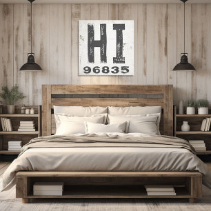 Farmhouse Rustic State Zip Code Hawaii Canvas Print