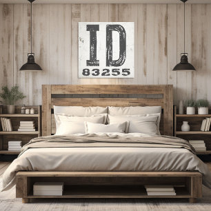 Farmhouse Rustic State Zip Code Idaho Canvas Print