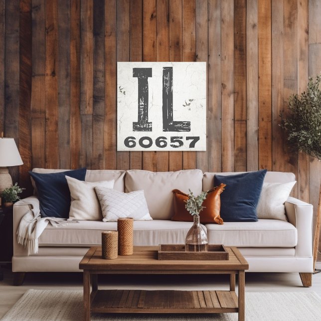 Farmhouse Rustic State Zip Code Illinois Canvas Print (Creator Uploaded)