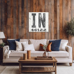 Farmhouse Rustic State Zip Code Indiana Canvas Print<br><div class="desc">This rustic sign is a simple way to display your love for home. The zip code can be personalised with any zip code in the state. Makes a great gift. Created by Simply Farmhouse Press.</div>