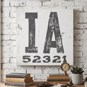 Farmhouse Rustic State Zip Code Iowa Canvas Print
