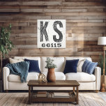 Farmhouse Rustic State Zip Code Kansas Canvas Print<br><div class="desc">This rustic sign is a simple way to display your love for home. The zip code can be personalised with any zip code in the state. Makes a great gift. Created by Simply Farmhouse Press.</div>