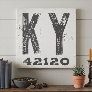 Farmhouse Rustic State Zip Code Kentucky Canvas Print