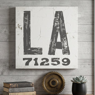 Farmhouse Rustic State Zip Code Louisiana Canvas Print