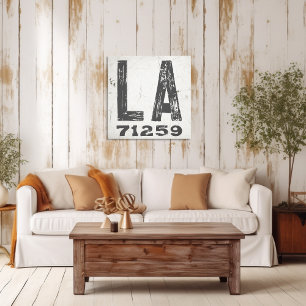 Farmhouse Rustic State Zip Code Louisiana Canvas Print