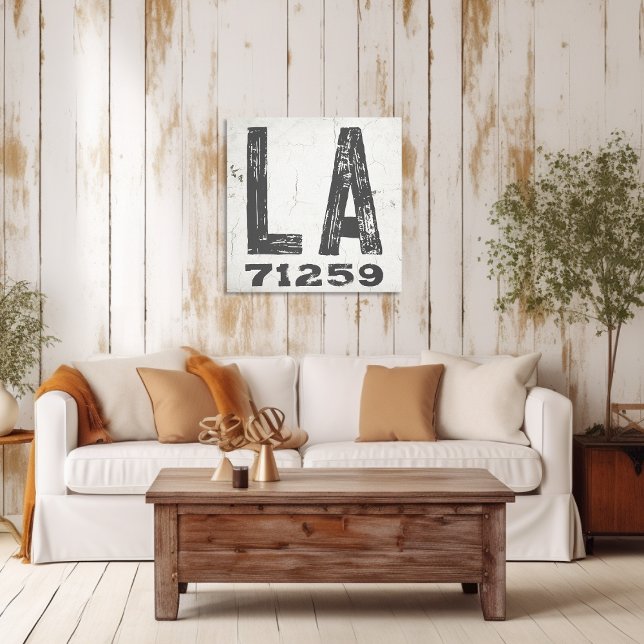 Farmhouse Rustic State Zip Code Louisiana Canvas Print (Creator Uploaded)