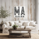 Farmhouse Rustic State Zip Code Massachusetts Canvas Print<br><div class="desc">This rustic sign is a simple way to display your love for home. The zip code can be personalised with any zip code in the state. Makes a great gift. Created by Simply Farmhouse Press.</div>