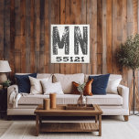 Farmhouse Rustic State Zip Code Minnesota Canvas Print<br><div class="desc">This rustic sign is a simple way to display your love for home. The zip code can be personalised with any zip code in the state. Makes a great gift. Created by Simply Farmhouse Press.</div>