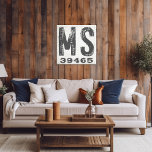 Farmhouse Rustic State Zip Code Mississippi Canvas Print<br><div class="desc">This rustic sign is a simple way to display your love for home. The zip code can be personalised with any zip code in the state. Makes a great gift. Created by Simply Farmhouse Press.</div>