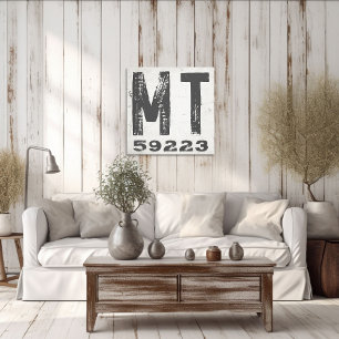 Farmhouse Rustic State Zip Code Montana Canvas Print