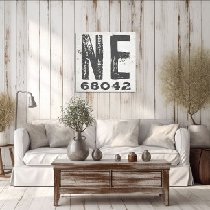 Farmhouse Rustic State Zip Code Nebraska Canvas Print