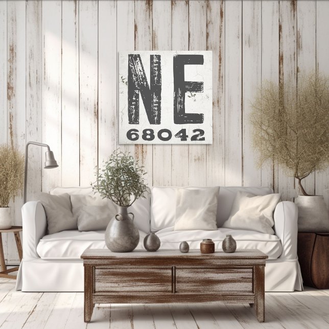 Farmhouse Rustic State Zip Code Nebraska Canvas Print (Creator Uploaded)