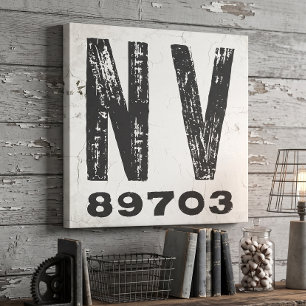Farmhouse Rustic State Zip Code Nevada Canvas Print