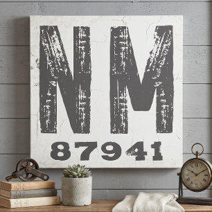 Farmhouse Rustic State Zip Code New Mexico Canvas Print