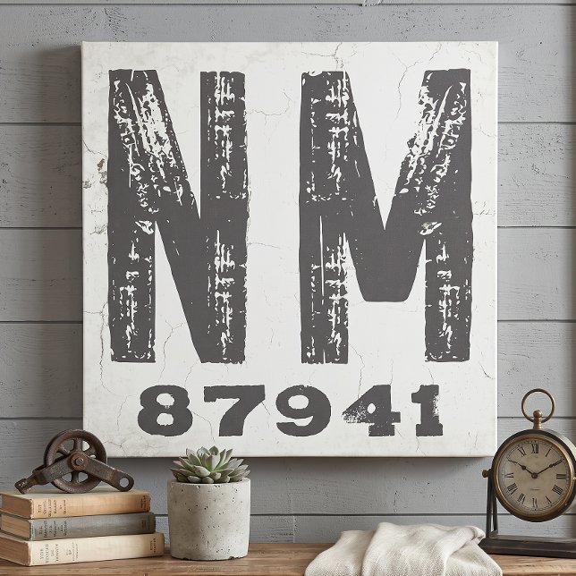 Farmhouse Rustic State Zip Code New Mexico Canvas Print (Creator Uploaded)