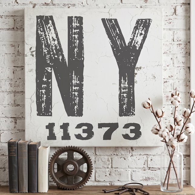 Farmhouse Rustic State Zip Code New York Canvas Print (Creator Uploaded)