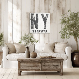 Farmhouse Rustic State Zip Code New York Canvas Print