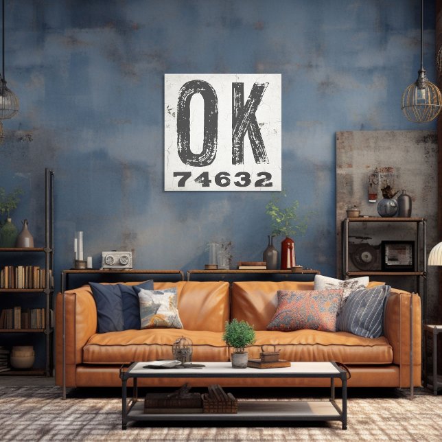 Farmhouse Rustic State Zip Code Oklahoma Canvas Print (Creator Uploaded)
