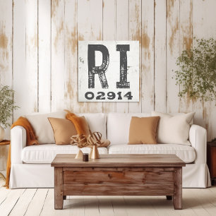 Farmhouse Rustic State Zip Code Rhode Island Canvas Print