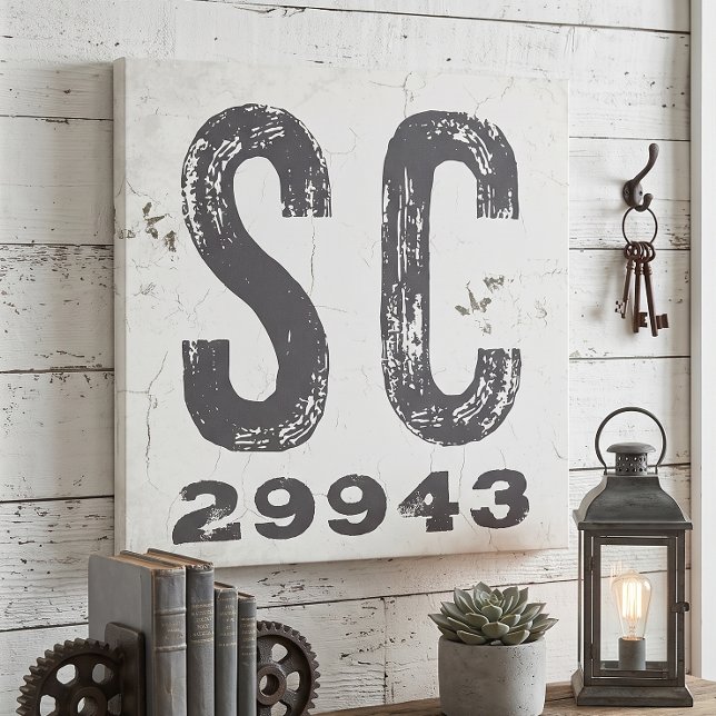 Farmhouse Rustic State Zip Code South Carolina Canvas Print (Creator Uploaded)
